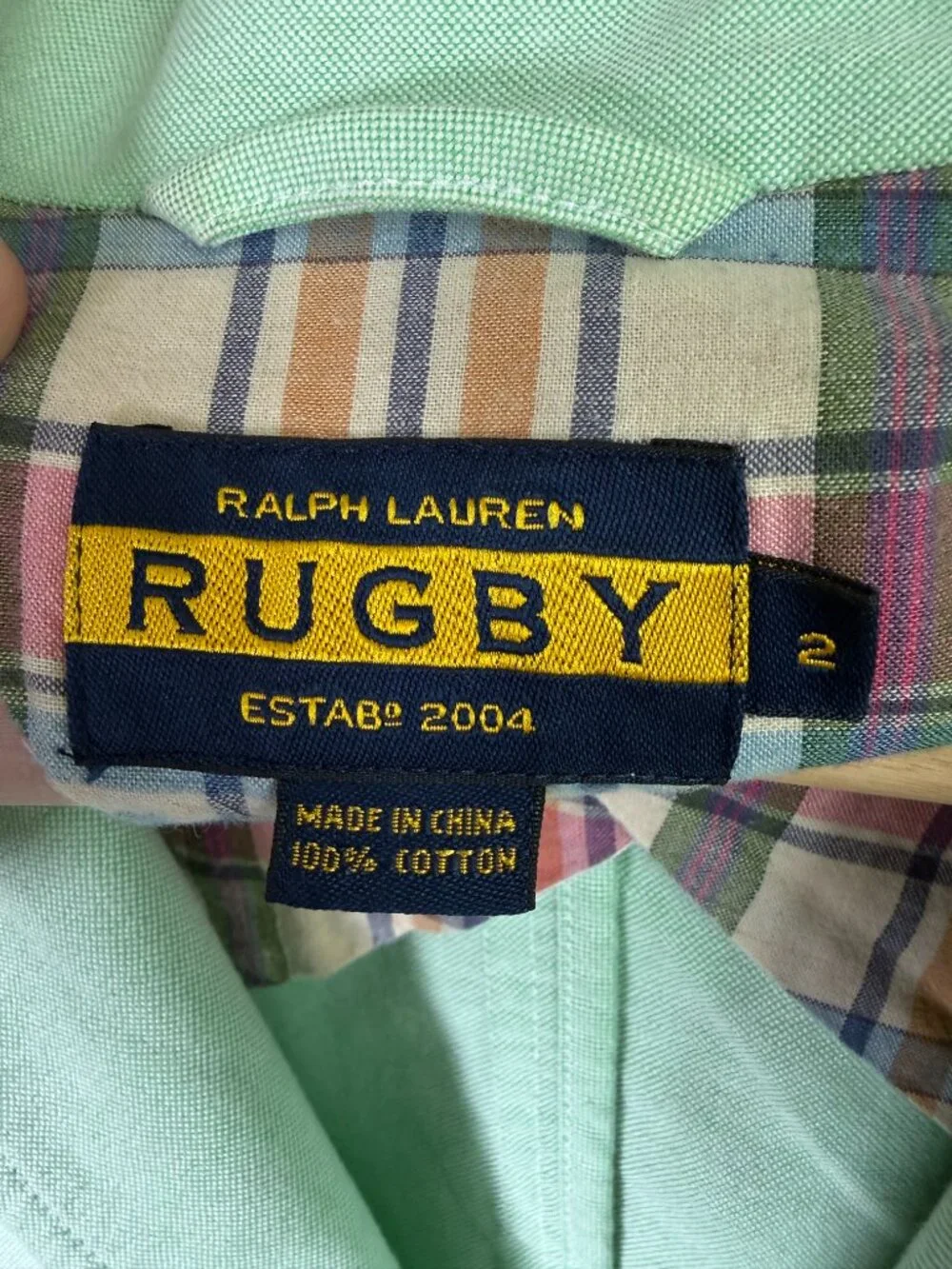 Ralph Lauren Rugby Mint Green Cotton Blazer Plaid Lining Preppy Collegiate Sz 2